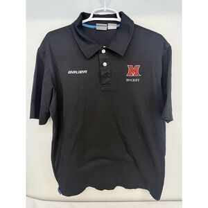 Bauer Hockey Men's Black Miami RedHawks Short Sleeve Polo Size Large